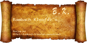 Bambach Kleofás névjegykártya